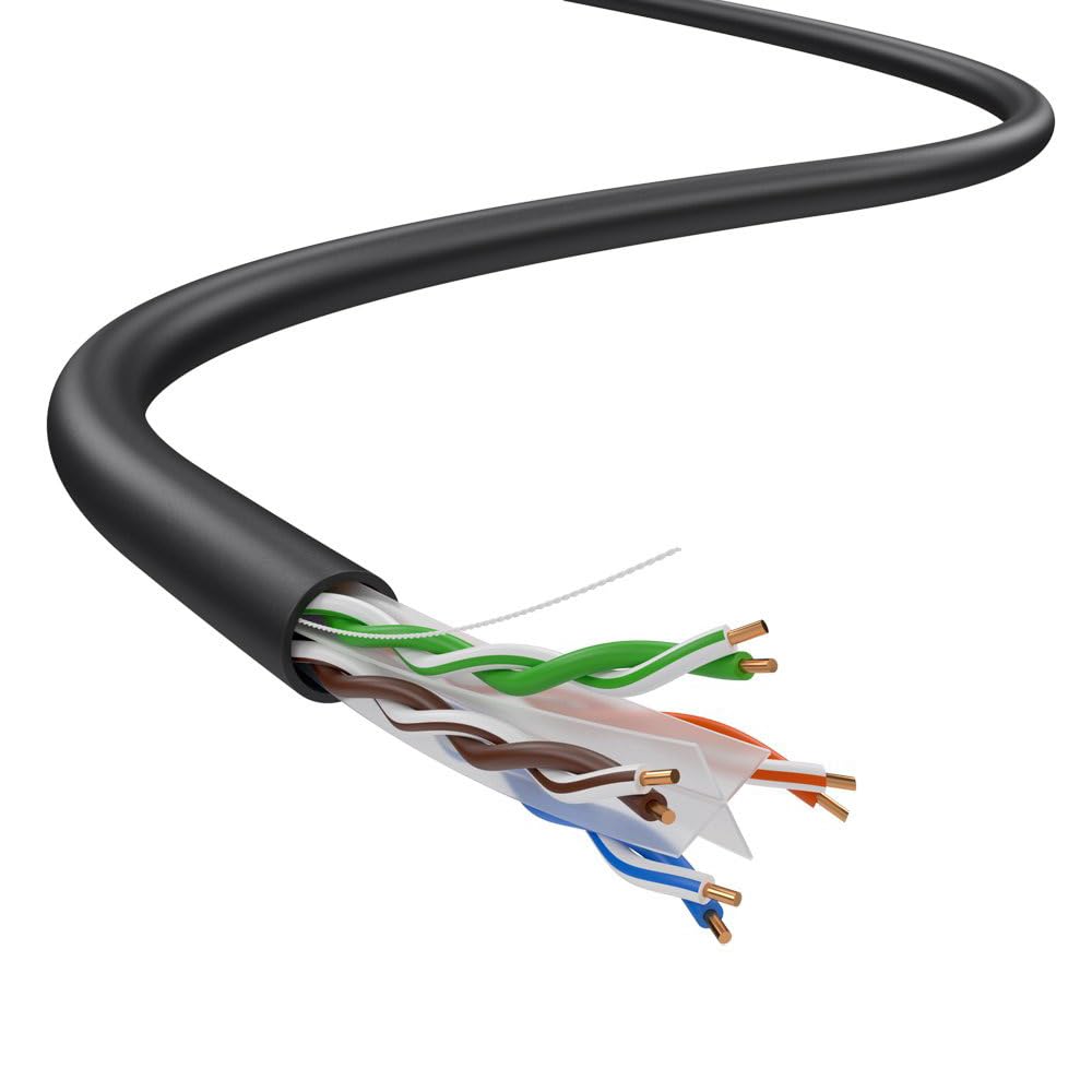 Dripstone CAT6 1000ft Bulk Ethernet Cable 23AWG Solid CCA UTP 550MHz Black