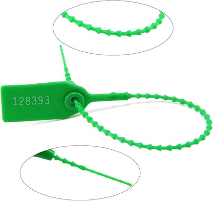 Leadseals(R) 1000 Green Numbered Security Tags Plastic Tamper Proof Seals, Zip Ties for Fire Extinguishers Pull-Tite Disposable Self-Locking Safety Plastic Signage Locks - Ties - Labels 250mm Length