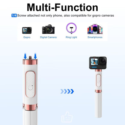 Pperfcoo Selfie Stick Phone Tripod with Remote for iPhone & Android, Portable Aluminum Alloy 3 in 1 Stand for Group Photos with 1/4" Screw for Gopro Cam, Vlog/Travel/Photography