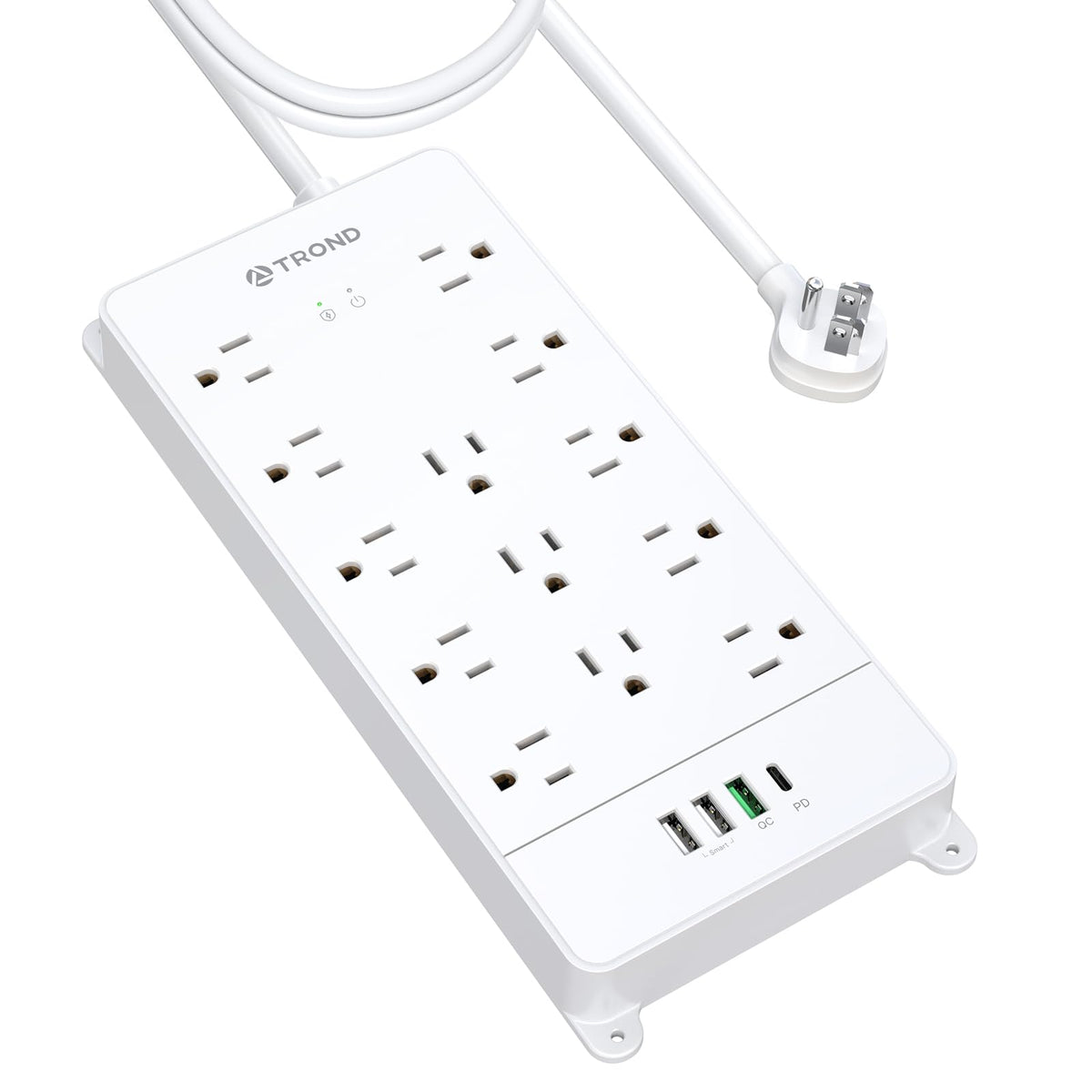 TROND Power Strip Surge Protector 10ft Cord, 4000J, 4 USB, ETL Listed,Black