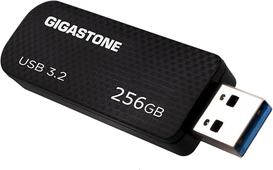 GIGASTONE 256GB USB 3.2 Flash Drive, 100MB/s High-Speed Data Transfer, Carbon Fiber Design, Retractable