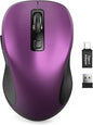 Trueque Wireless Mouse for Laptop, 2.4GHz Ergonomic Computer Mouse with Back & Forward Buttons, 3 Adjustable DPI Levels, 6 Buttons, Optical USB Cordless Mice for Windows Chromebook MacBook PC (Purple)