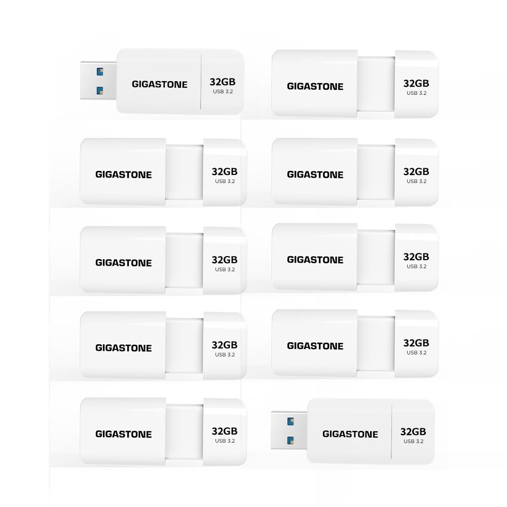 GIGASTONE 32GB Flash Drive (100 Pack) Z60NB USB 3.2 Gen 1, Ultra Fast, Retractable Capless Slider Design, Data Storage, Backup for PC/Mac/TV/Car Audio, USB 2.0/3.0/3.1 Compatible (Random Color)