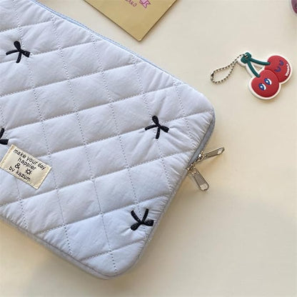 Cute Bow Graphic Carrying Laptop Bag Y2K Preppy Laptop Sleeve Case Bag Kawaii Pad Computer Protect Case Pouch (13-14 inch,White)