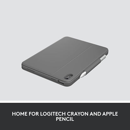 Logitech Rugged Folio Keyboard Case for iPad (10th gen & A16) with Smart Connector and Durable Spill-Proof Keyboard - Graphite