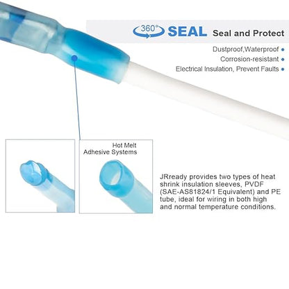 JRready ST6488-12-100 M81824/1 Series Waterproof Heat-Shrinkable Splice Kit 100Sets Butt Crimp Splices16-12AWG with PVDF Tubes Butt Splice Connectors with ACT-232 Crimp Tool G411 Go-No Go Gauge