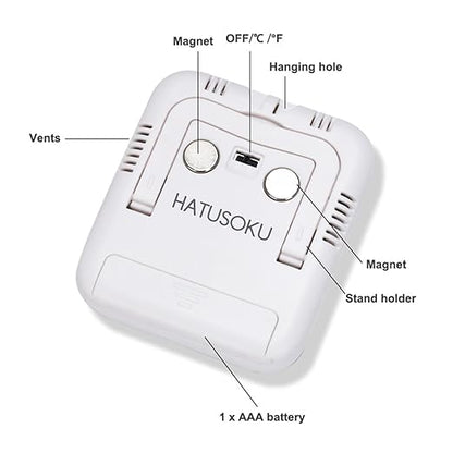 Digital Thermometer and Hygrometer with Comfort Face Display, Hygrometer, Stand, Magnet, Hanging, Simple, Infectious Disease Prevention, Heat Stroke Prevention (Simple, No Clock)