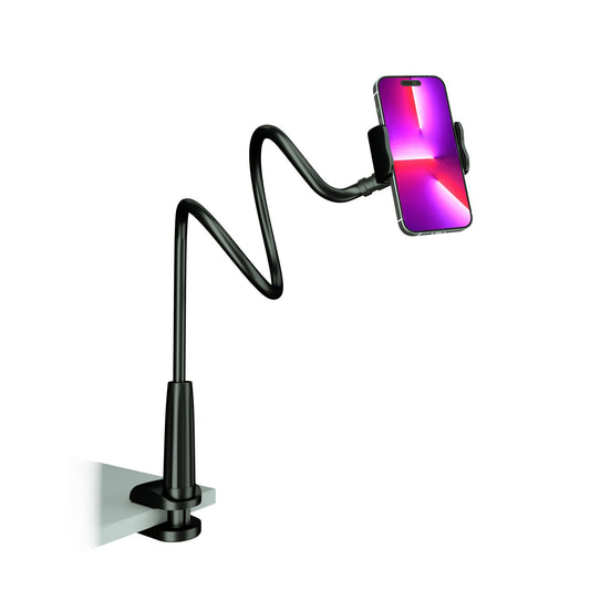MAGIPEA Gooseneck Phone Holder for Bed, Flexible Overhead Cell Phone Mount for Desk, Hands-Free Viewing Clamp Stand Compatible with iPhone 17 16 15 Pro Max and 3.5-7" Devices, White