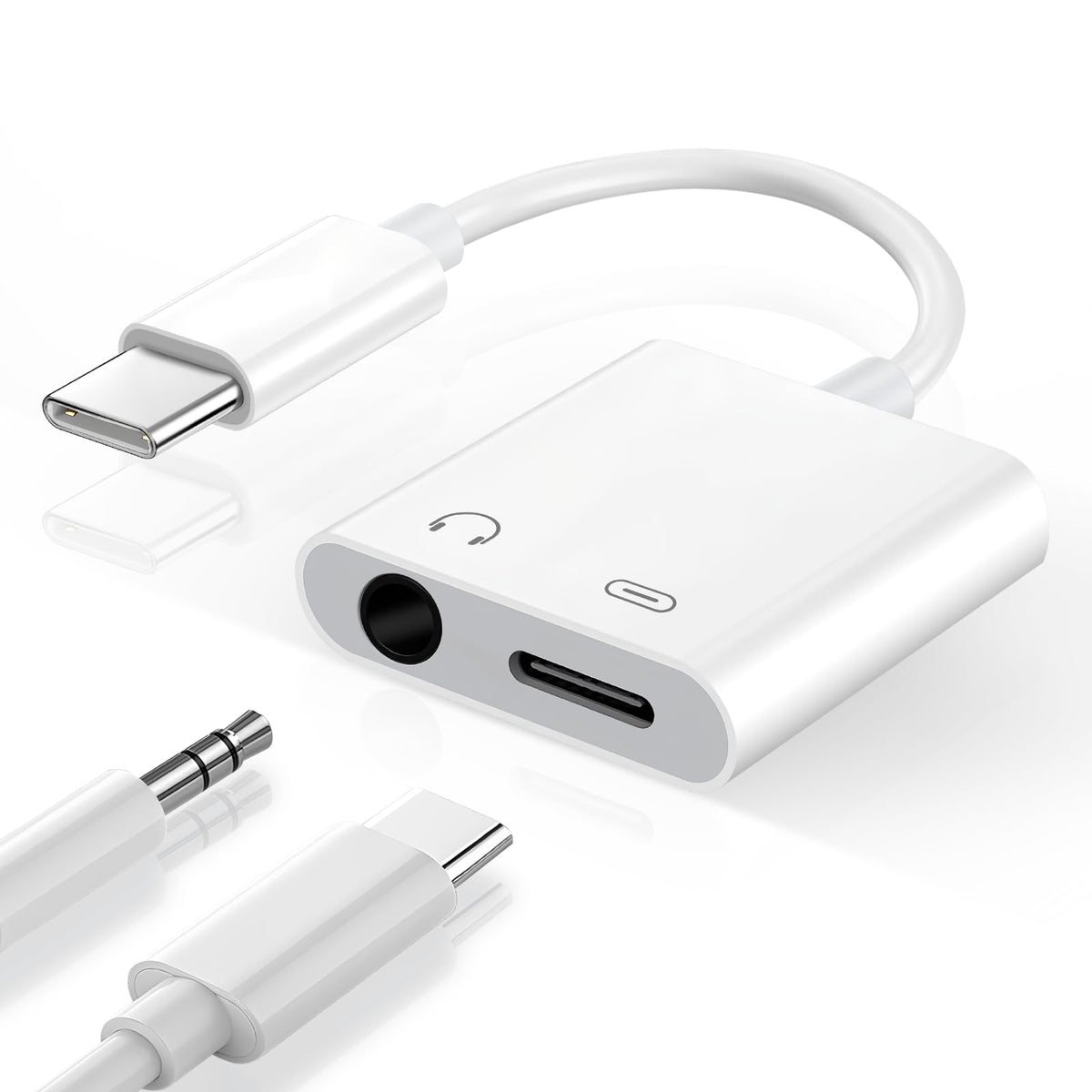 Seulliya USB C to 3.5mm Headphone Jack and Charger Adapter, 2-in-1 Audio & Fast Charging Splitter for Apple iPhone 17/16/15/Pro/Pro Max, iPad, Samsung, Pixel, and More 2Pack