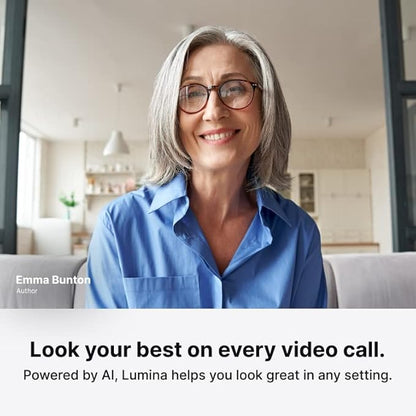 Lumina 4K Webcam: Studio-Quality Webcam Powered by AI. Look Great on Every Video Call. Compatible with Mac and PC (Atomic Grey)