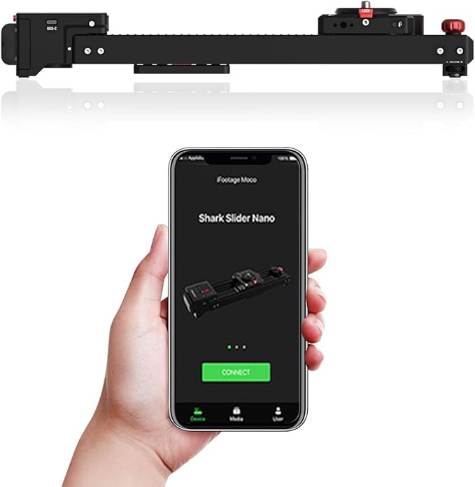 IFOOTAGE Mini Motorized Camera Shark Slider Nano N1-B Bundle Version,Aluminum Alloy Dolly Track,Video Stabilizer Rail,Time-Lapse,Stop-Motionand Interior or Exteriorlocation Camera Movement
