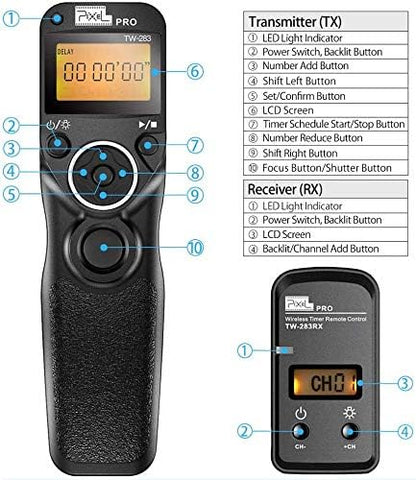 Pixel TW283-UC1 Wireless Remote Trigger Wireless Trigger Wire Trigger Timer Intervalometer Compatible with Olympus E-M1 E-M5-II E-M10-II Pen-F EPL8 EPL7 EPL6 EPL5 EPL3 EPL2 EP5 E600 E620 590UZ 810UZ