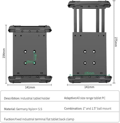 Strg Industrial Tablet Mount for 7.0" - 8.7" iPads/Tablets, Heavy Duty Tablet Mount Compatible with RAM Mount 1" and 1.5" Round Ball Mounts (Not Included Ball Mount)