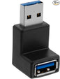 Cmple - 90 Degree USB 3.0 Male to Female Adapter Up Right Angle A Plug to Jack Connector Converter Extender for PC Laptop Hard Drive Keyboard Mouse (USB 3.0 A Male to A Female 90 Degree)