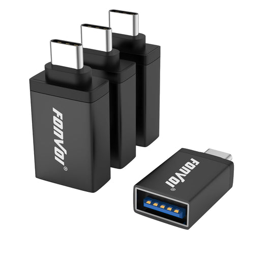 FONVOi USB C to USB Adapter[4-Park], USB Type C Male to USB 3.0 Female OTG Adapter Compatible with MacBook Pro,Chromebook,Pixelbook,Microsoft,Samsung Galaxy S8 9 10 20 21 S22 Ultra Plus Note (Black)