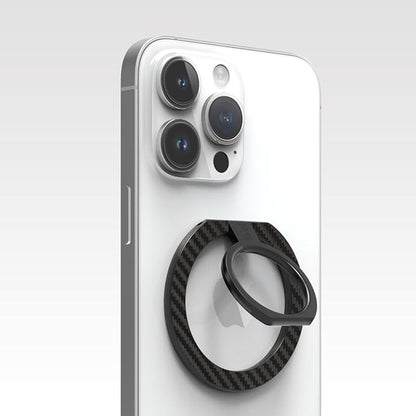 PureGear Magnetic Phone Grip Ring Stand, Magnetic Phone Ring Holder for MagSafe iPhone 16, 16 Pro, 16 Plus, 16 Pro Max, 15, 15 Plus, 14, 14 Pro, 14 Pro Max, 13, 12, Adjustable Kickstand(Carbon Fiber)