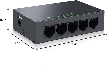 SODOLA 5 Port Gigabit Ethernet Switch|Mini Metal Housing Switch|Plug&Play|Fanless Design| Desktop Ethernet Splitter |Quiet Unmanaged Network Switch