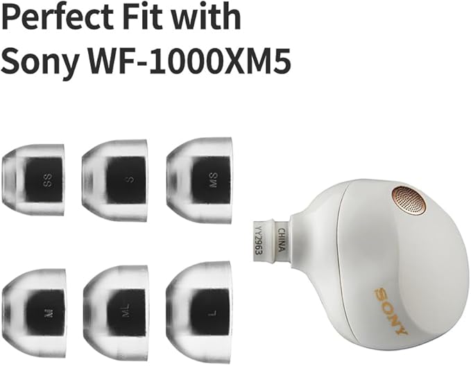 AZLA SednaEarfit Crystal Standard 2 - Earbud Tips for Wireless Headphones - Noise Canceling Earbuds Replacement Tips Eartips Compatible with Sony WF-1000XM5, Beats, Sennheiser, Jabra (2 Pair, MS)