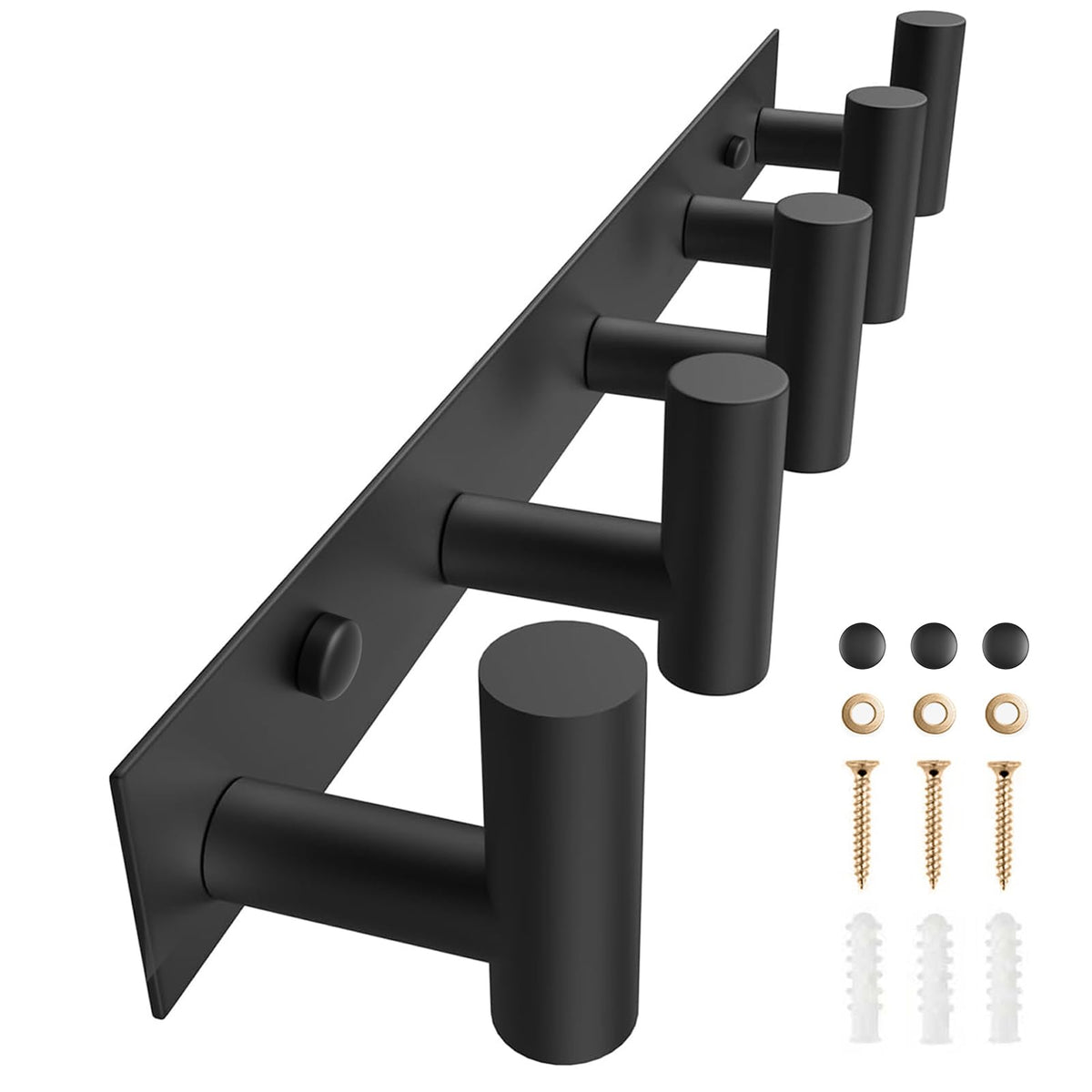VAEHOLD Hat and Coat Wall Mount Rack - Hooks for Robes, Bags, Keys, and Towels - Bathroom Towel Hanger Organizer (White, “T“ Shape 3 Hooks 2 Pack)