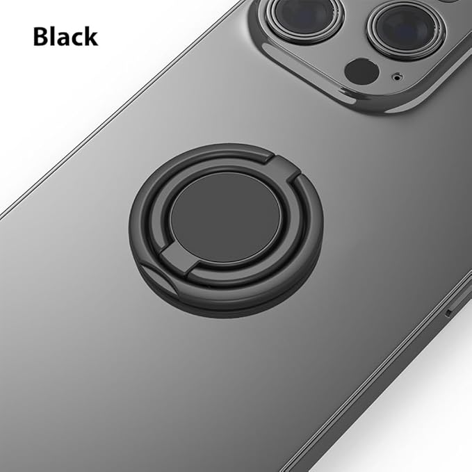 Phone Grip, Phone Ring Holder Finger Kickstand, Foldable & Adjustable Metal Cell Phone Rings Gripper Stand Work with Magnetic Car Mount for iPhone Samsung &Other Phones - Black