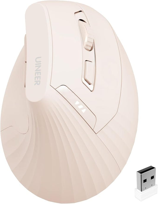 Ergonomic Mouse, Vertica Wireless Mouse 2.4G with USB A Receiver, 2400 DPI Optical Tracking Mice, 4 Adjustable DPI Levels, Rechargeable with Battery Indicator, Wide Compatibility for Windows, Mac OS