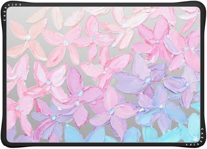 CASETiFY Impact MacBook Air 13.6" (M2-M4) Case [Cushioned Impact Corners/Scratch-Resistant/Anti-Slip Grip] - Clear Hydrangea Blooms - Clear Black
