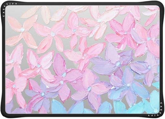 CASETiFY Impact MacBook Air 13.6" (M2-M4) Case [Cushioned Impact Corners/Scratch-Resistant/Anti-Slip Grip] - Clear Hydrangea Blooms - Clear Black