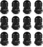 Cable Gland 12 Pack 1/4" NPT Waterproof Adjustable Connector Strain Relief Cord Connectors Joints Nylon with Gaskets…