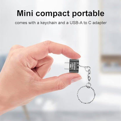 Type C Micro SD Card Reader, BorlterClamp USB C TF Card Reader Adapter with Keychain, Compatible with MacBook, iPhone 15,Laptops, Galaxy Phones and More