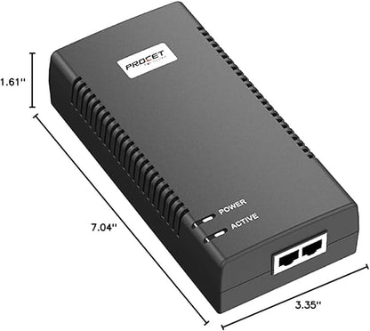 PROCET Gigabit PoE Iniector 90W PoE++ Power Injector with 6KV Surge Protector, IEEE802.3af/at Compliant for PTZ Camera, PoS System, Kiosk, Wireless AP, IP Cameras, PT-PSE106GBR-L