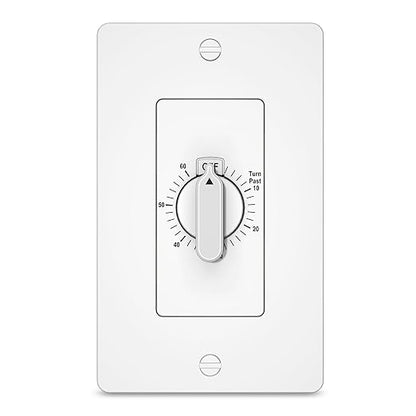 HBN 60 Minute Spring Wound Countdown Timer Switch for Bathroom Exhaust Fan, in-Wall Mechanical Light Switch Timer, No Neutral Required, Wall Plate Included, ETL Listed