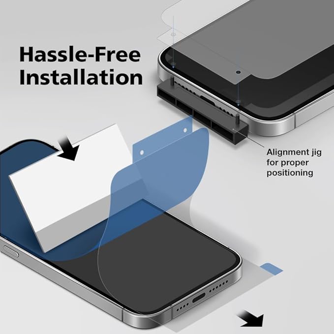 3-Pack Anti-Blue Light Matte Screen Protector For iPhone 14 Pro [Support Fingerprint Unlock] Anti-Glare, Anti-Fingerprint [Eye Protection] Bubble-Free Installation with Alignment Jig