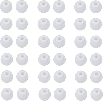 36 Pieces Small Earbud Tips Soft and Comfortable Ear Bud Replacement Pieces Silicone Fit Most in-Ear Headphones，Inner Hole 3.8mm -5.5mm，Small Clear White Replacement Eartips