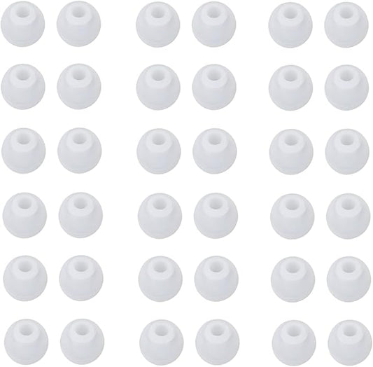 36 Pieces Small Earbud Tips Soft and Comfortable Ear Bud Replacement Pieces Silicone Fit Most in-Ear Headphones，Inner Hole 3.8mm -5.5mm，Small Clear White Replacement Eartips