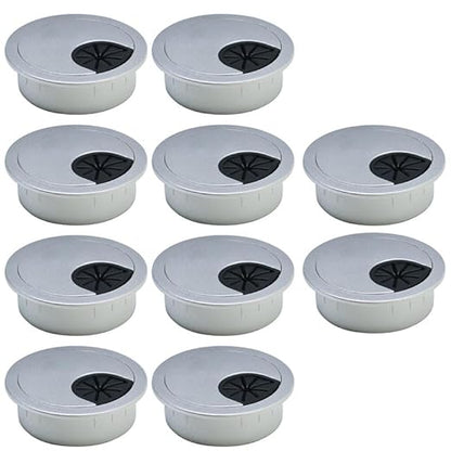 10 Pcs Desk Grommet 2" / 50 mm, Desk Cord Hole Cover, Cable Grommet ABS Plastic, Desk Hole Grommet for Home & Office Pc, Detachable Cable Cord Organizer-Silver Sand
