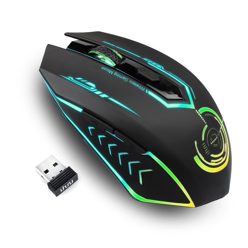 UHURU Wireless Gaming Mouse, Rechargeable 10000 DPI LED PC Mouse