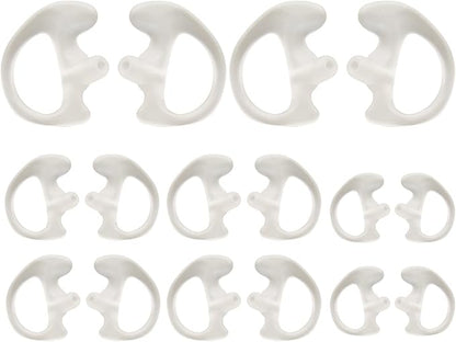 Universal Replacement Insert Silicone Soft Earmold for Baofeng Motorola Kenwood Retevis Midland Two Way Radios Headset (White, 8 Pair, Large_2 Pair; Medium_4 Pair; Small_ 2 Pair)