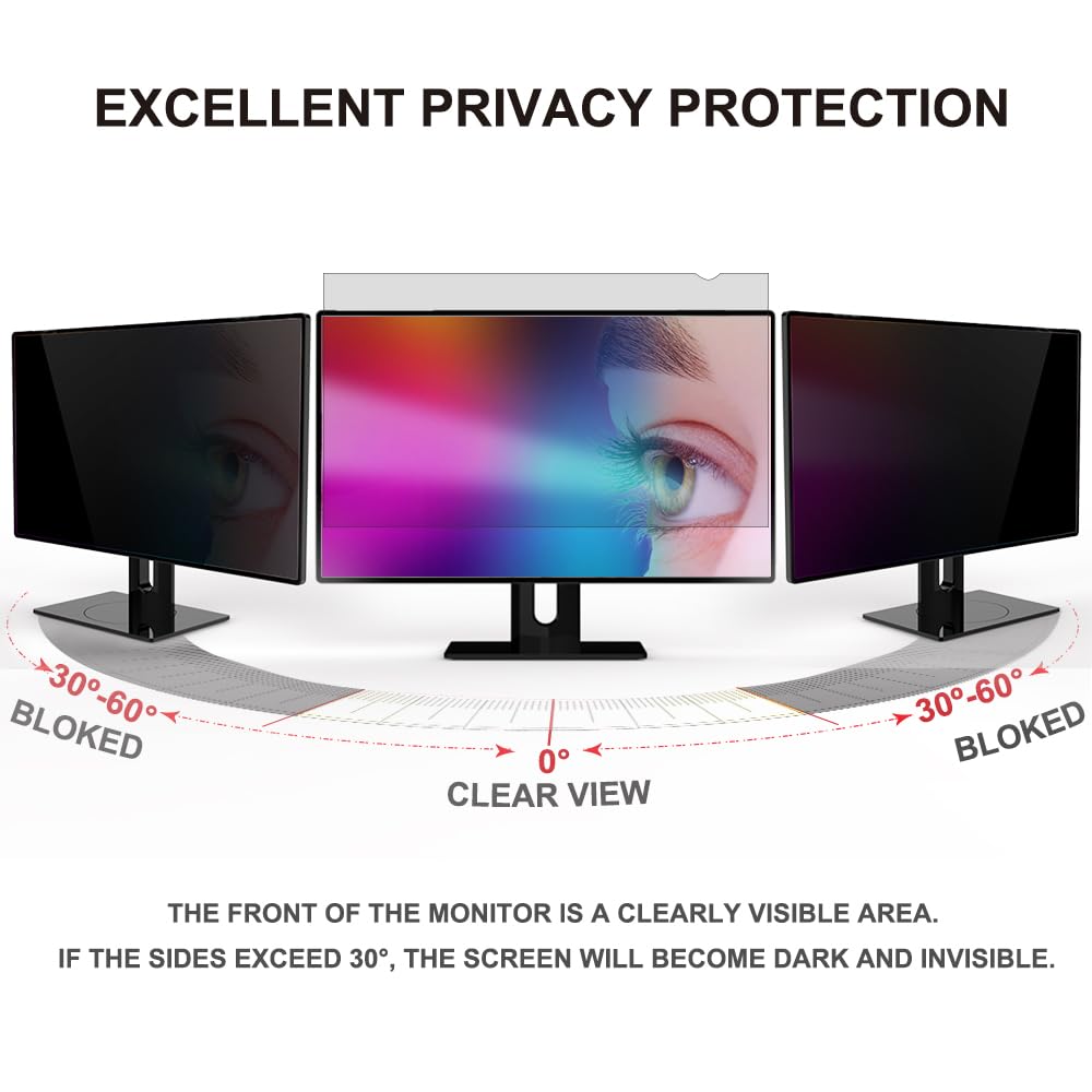 23.8 inch Computer Privacy Screen Filter - Suitable for 16:9 Aspect Ratio Widescreen Monitor - Blue Light Filter - Anti-Glare & Anti-Scratch Protector Film (23.8" Widescreen (16:9))