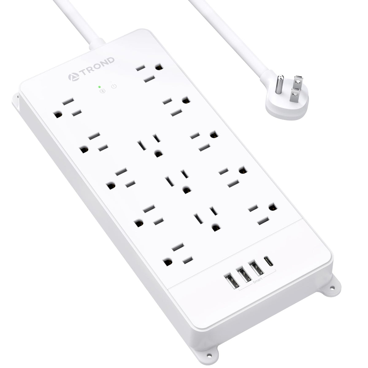TROND Power Strip Surge Protector 10ft Cord, 4000J, 4 USB, ETL Listed,Black