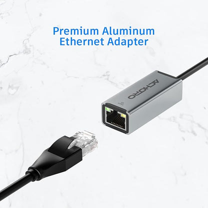 AChoro LAN to USB Adapter - USB A & C to Ethernet Port - Aluminium Alloy RJ45 Ports for PC, Mac