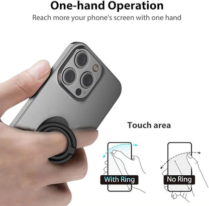 Magnetic Phone Grip Compatible with MagSafe,Magnetic Phone Ring Holder Finger Kickstand Wireless Charging Compatible,Adjustable Double Cell Phone Rings Gripper Stand for MagSafe iPhone - Black