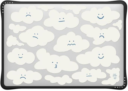 CASETiFY Impact MacBook Air 13" (M1/Intel) Case [Cushioned Impact Corners/Scratch-Resistant/Anti-Slip Grip] - Cute Clouds - Clear Black