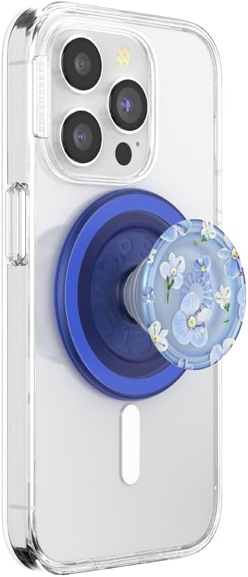 PopSockets Phone Grip for MagSafe, Magnetic Holder, Phone Stand, Light Blue - Blue Fields