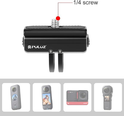 PULUZ Quick Release Mount for Insta360 Ace/Ace Pro / X4, Magnetic Camera Quick Release Tripod Mount Metal Connection Plate Adapter Accessories Kits