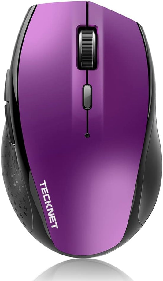TECKNET Bluetooth Mouse, 4800 DPI Computer Mouse, 2-Year Battery Wireless Mouse 6 Adjustable DPI, 6 Buttons Compatible with Laptop/Windows/Computer(Purple)
