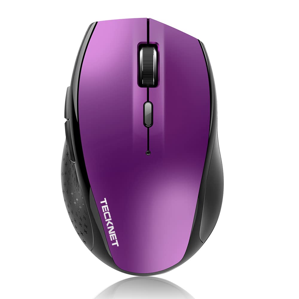 TECKNET Bluetooth Mouse, 4800 DPI Computer Mouse, 2-Year Battery Wireless Mouse 6 Adjustable DPI, 6 Buttons Compatible with Laptop/Windows/Computer(Purple)