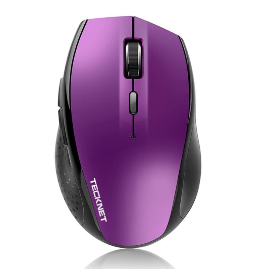 TECKNET Bluetooth Mouse, 4800 DPI Computer Mouse, 2-Year Battery Wireless Mouse 6 Adjustable DPI, 6 Buttons Compatible with Laptop/Windows/Computer(Purple)