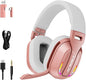 2.4GHz Wireless Gaming Headset for PC, PS5, PS4, Switch - Bluetooth 5.4, 20H Battery, with ENC Noise Canceling Microphone, Cool Lighting, 40mm Drivers,for Wired Mode Xbox Series -Rose Gold