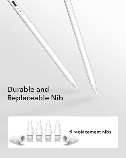 【2Pack】 Stylus Pencil for iPad 2018-2025 A16 11/10/9/8/7/6,iPad mini A17 Pro/6/5,iPad Air M3/M2 11"/13"/5/4/3,iPad Pro M4 13"/12.9"/11" USB-C Fast Charging Pencil,Pixel-Perfect Tilt Sensitivity