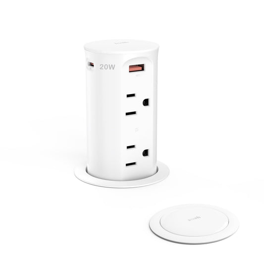 Jgstkcity Pop up Countertop Outlet,2.5in Hole Desk Grommet,White